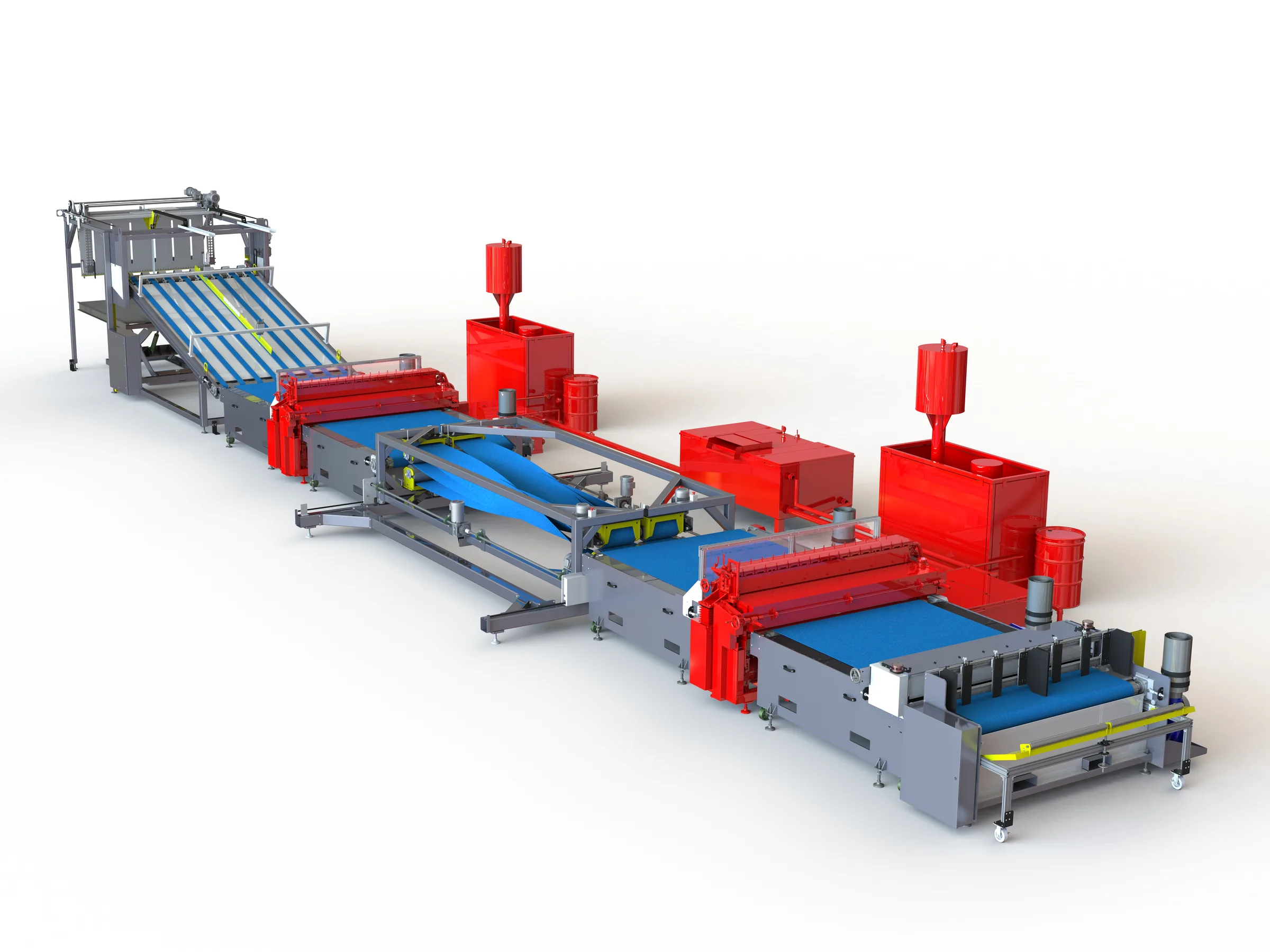 Custom feeder and stacker line design render